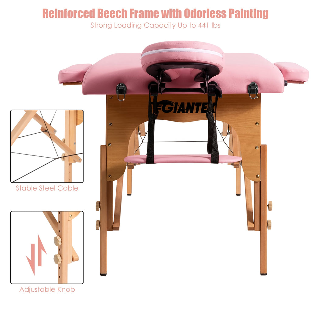Table de massage portable 84''L réglable pour le visage, le spa et le tatouage avec transport