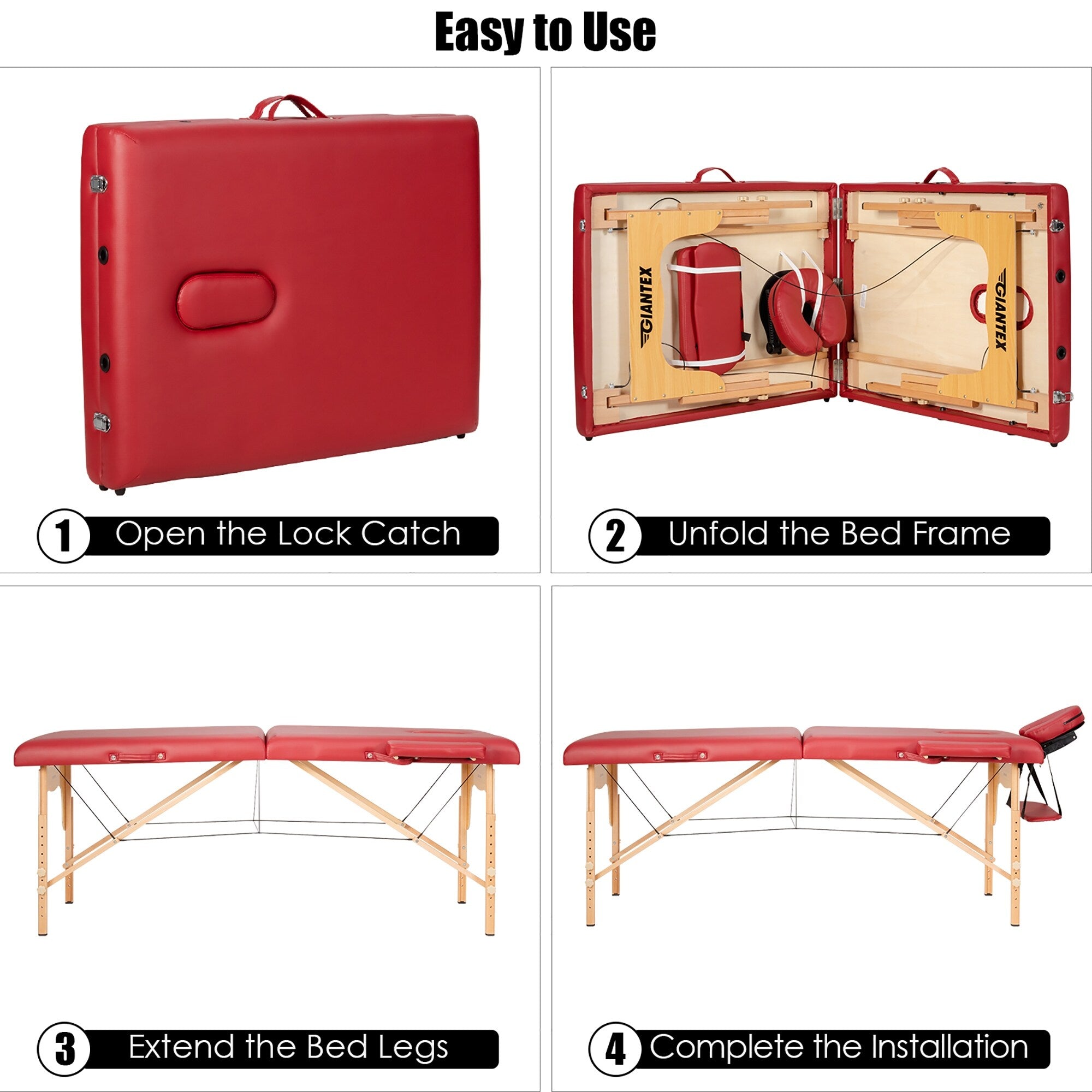 Table de massage portable 84''L réglable pour le visage, le spa et le tatouage avec transport