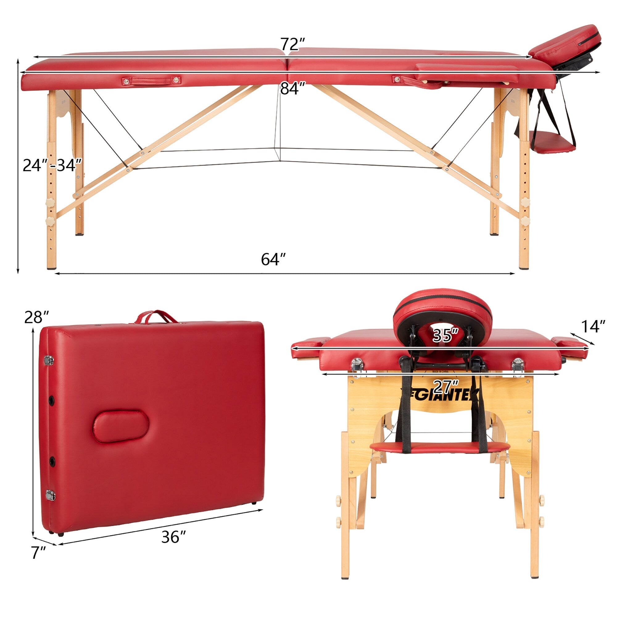 Table de massage portable 84''L réglable pour le visage, le spa et le tatouage avec transport