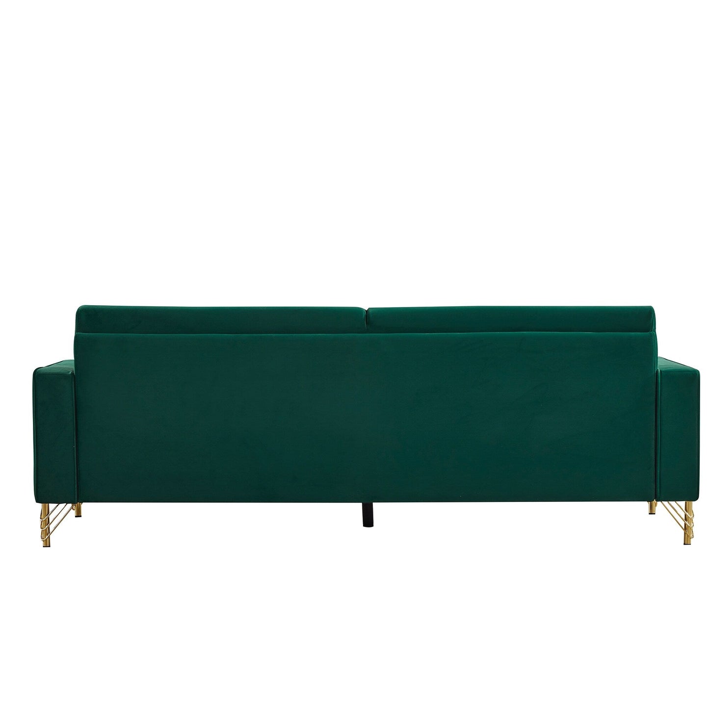 Canapé 3 places en velours moderne 85,44 po avec 2 coussins, pieds en métal doré, élégance intemporelle, mousse haute densité