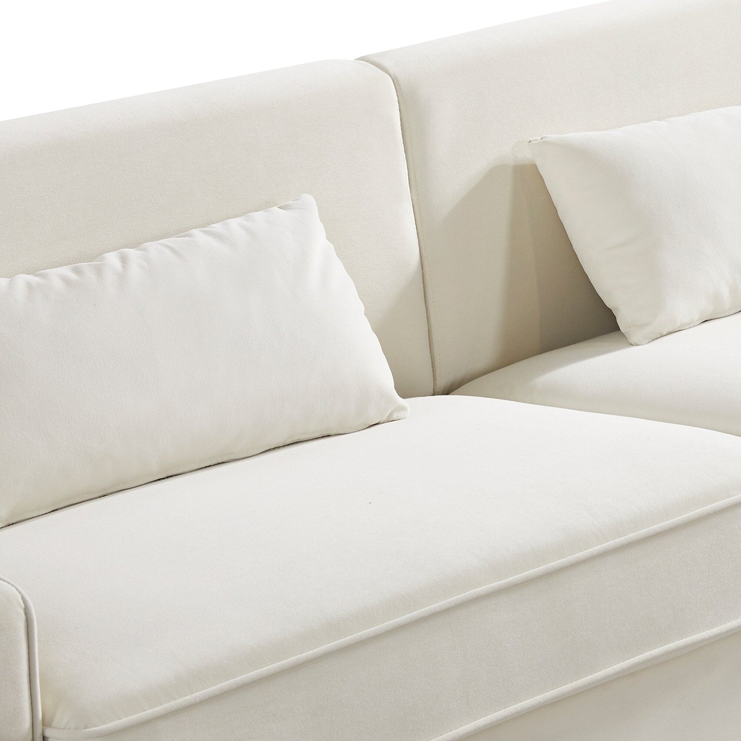 Canapé 3 places en velours moderne 85,44 po avec 2 coussins, pieds en métal doré, élégance intemporelle, mousse haute densité