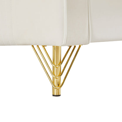 Canapé 3 places en velours moderne 85,44 po avec 2 coussins, pieds en métal doré, élégance intemporelle, mousse haute densité