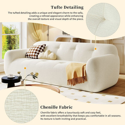 Canapé 3 places moderne en chenille, 85,8 cm, entièrement en éponge compressée, avec mousse sans poudre
