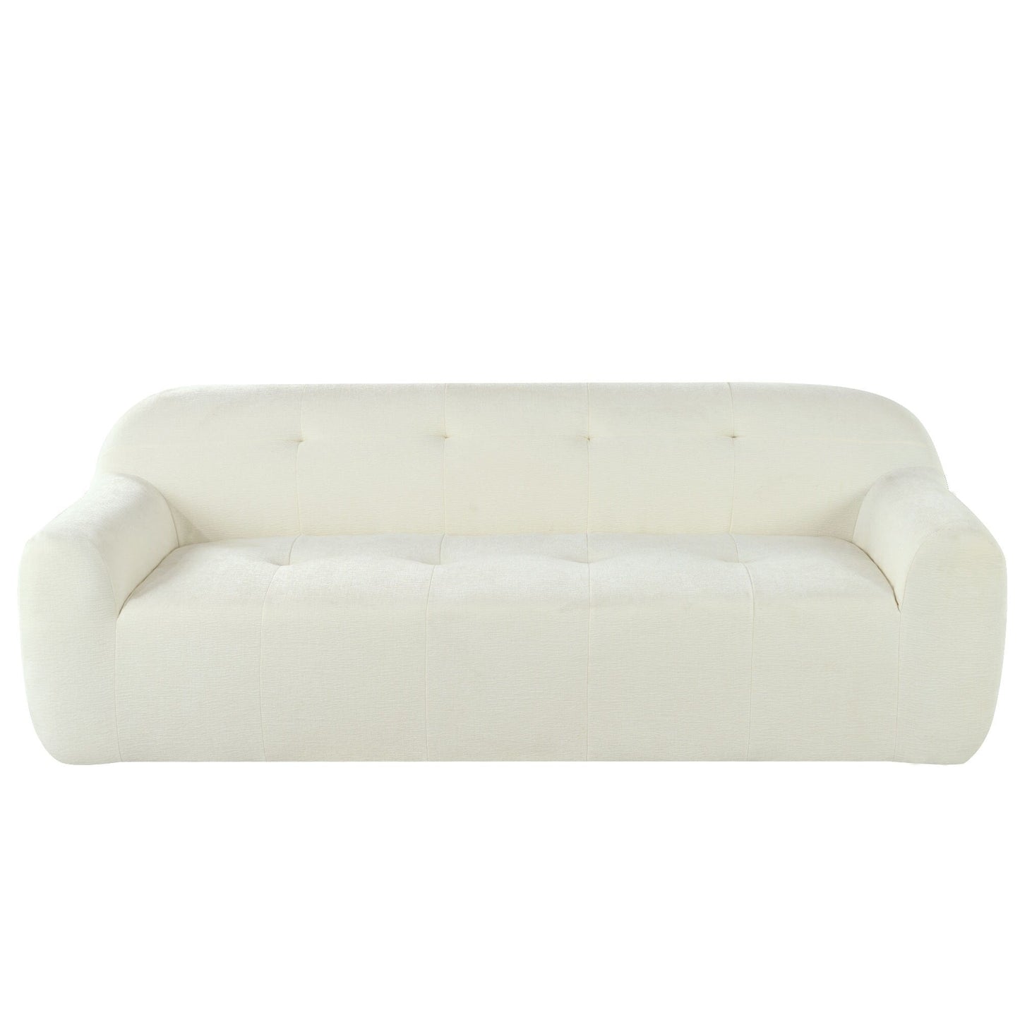 Canapé 3 places en tissu chenille de 85,8 po de large, capitonné, entièrement en mousse à compression éponge, avec mousse sans poudre