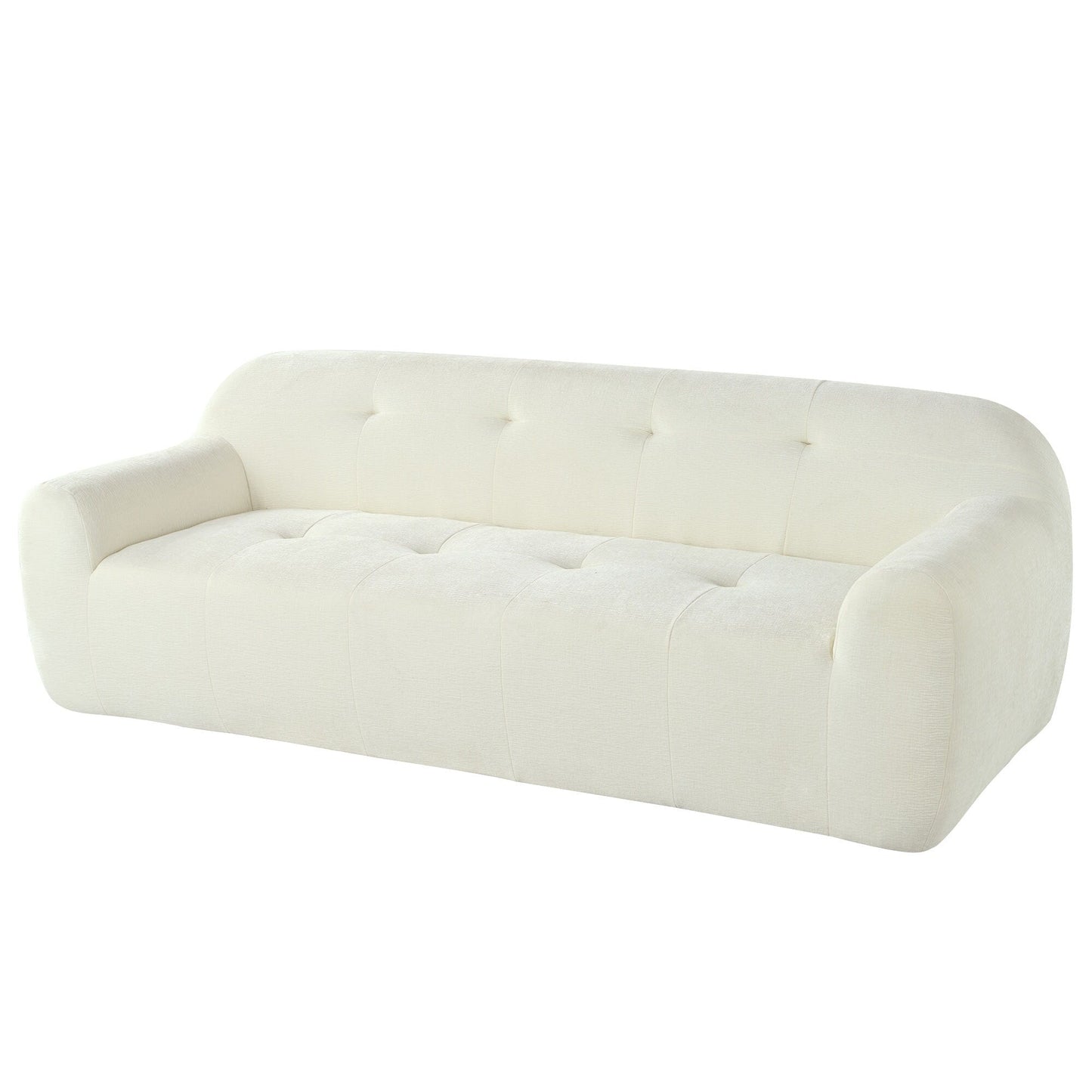 Canapé 3 places en tissu chenille de 85,8 po de large, capitonné, entièrement en mousse à compression éponge, avec mousse sans poudre