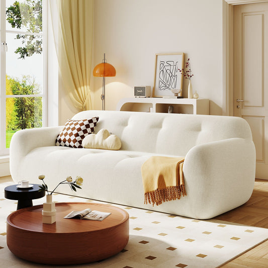 Canapé 3 places en tissu chenille de 85,8 po de large, capitonné, entièrement en mousse à compression éponge, avec mousse sans poudre