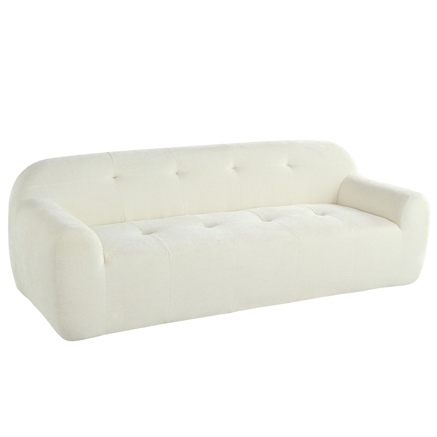 Canapé 3 places en tissu chenille de 85,8 cm de large, conception entièrement en éponge compressée, avec mousse sans poudre et ressorts ensachés pour plus de confort