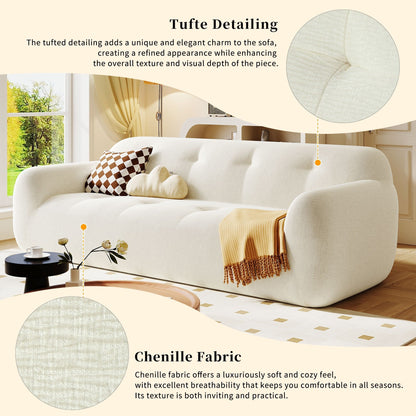Canapé 3 places en tissu chenille de 85,8 cm de large, conception entièrement en éponge compressée, avec mousse sans poudre et ressorts ensachés pour plus de confort