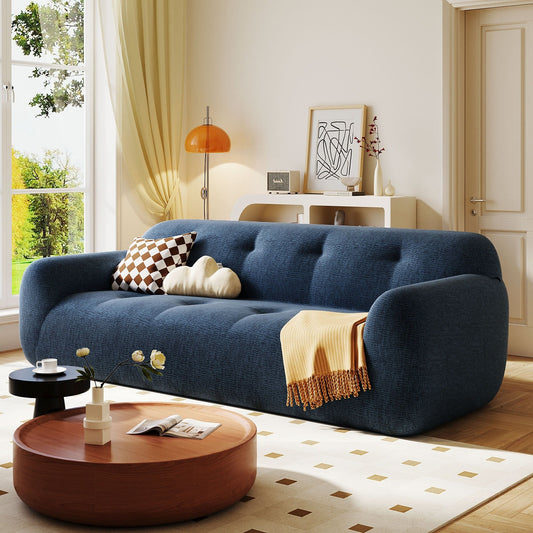 Canapé 3 places en tissu chenille de 85,8 cm de large, conception entièrement en éponge compressée, avec mousse sans poudre et ressorts ensachés pour plus de confort