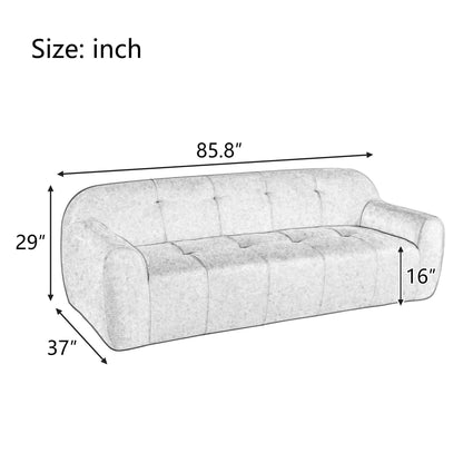 Canapé 3 places en tissu chenille de 85,8 cm de large, conception entièrement en éponge compressée, avec mousse sans poudre et ressorts ensachés pour plus de confort