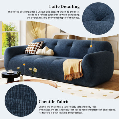 Canapé 3 places en tissu chenille de 85,8 cm de large, conception entièrement en éponge compressée, avec mousse sans poudre et ressorts ensachés pour plus de confort
