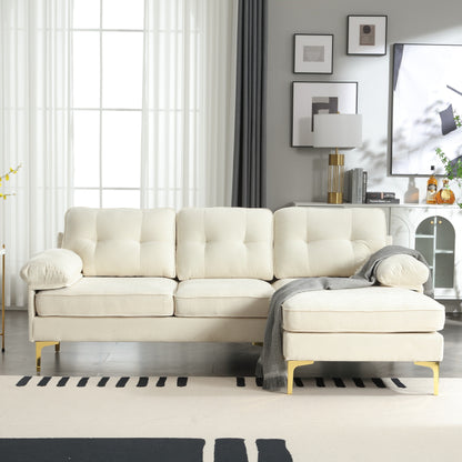 Canapé 3 places en L de 85 pouces avec méridienne et coussin à ressorts