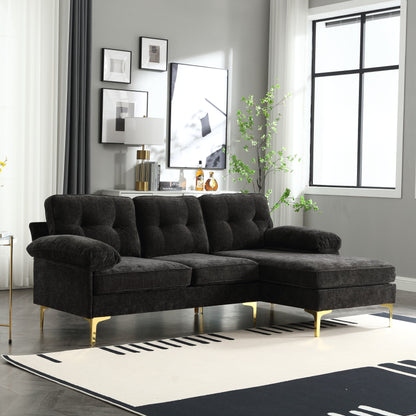 Canapé 3 places en L de 85 pouces avec méridienne et coussin à ressorts