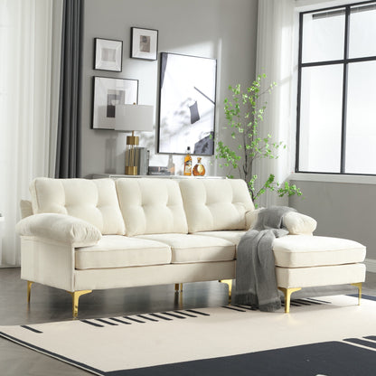 Canapé 3 places en L de 85 pouces avec méridienne et coussin à ressorts