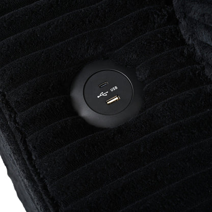 Canapé-lit en velours côtelé de 86,5 po avec 2 ports USB, porte-gobelets et capacité de charge de 250 kg