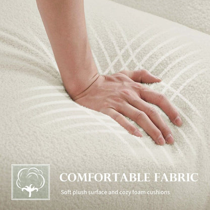 Canapé grand pain en velours Teddy 86,5 avec coussins, blanc