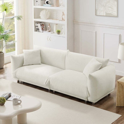Canapé grand pain en velours Teddy 86,5 avec coussins, blanc