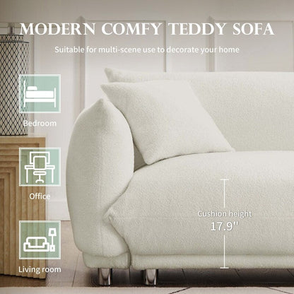 Canapé grand pain en velours Teddy 86,5 avec coussins, blanc