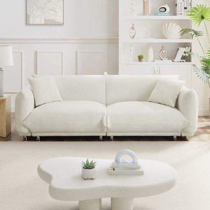 Canapé grand pain en velours Teddy 86,5 avec coussins, blanc