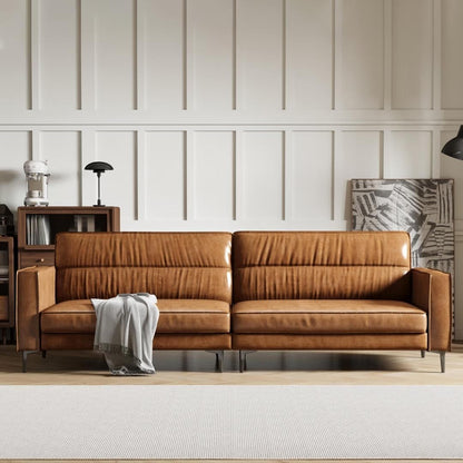 Canapé sectionnel en cuir huilé 86,61 po, canapé 2 places au design moderne, mobilier de salon confortable et élégant
