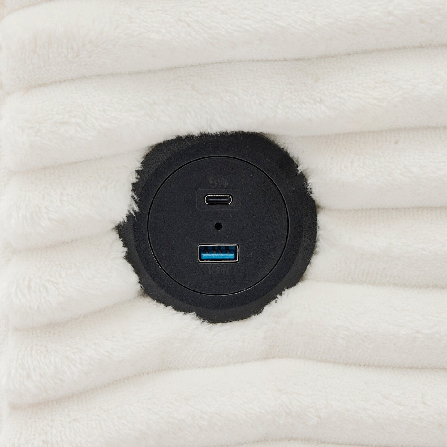 Canapé réversible 2 places en forme de L en velours côtelé avec chargement USB-C et poche de rangement pour le salon
