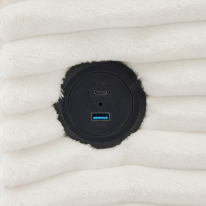 Canapé réversible 2 places en forme de L en velours côtelé avec chargement USB-C et poche de rangement pour le salon