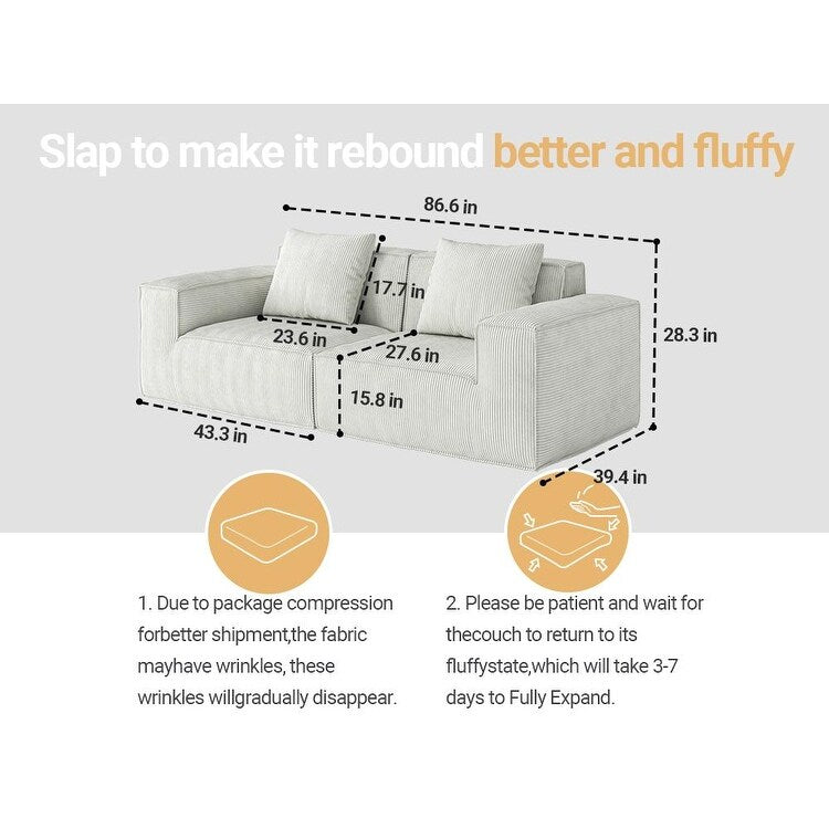 Canapé 3 places en mousse 86,6 avec assise large et profonde, éponge moulée monobloc, housse amovible et lavable