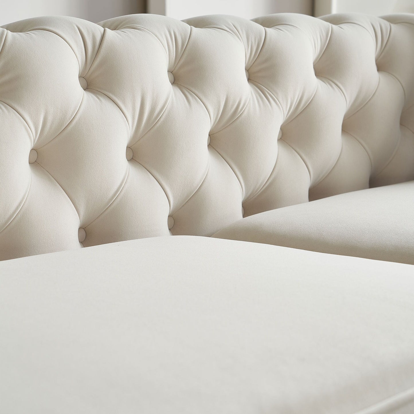 Canapé capitonné moderne de luxe de 86 pouces de largeur avec 2 coussins décoratifs pour salon et chambre à coucher