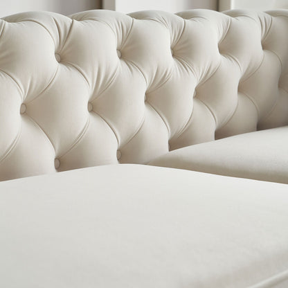Canapé capitonné moderne de luxe de 86 pouces de largeur avec 2 coussins décoratifs pour salon et chambre à coucher
