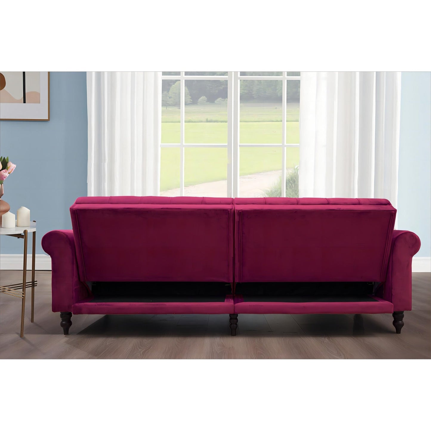 Canapé-lit convertible en velours de 87,8 po avec futon