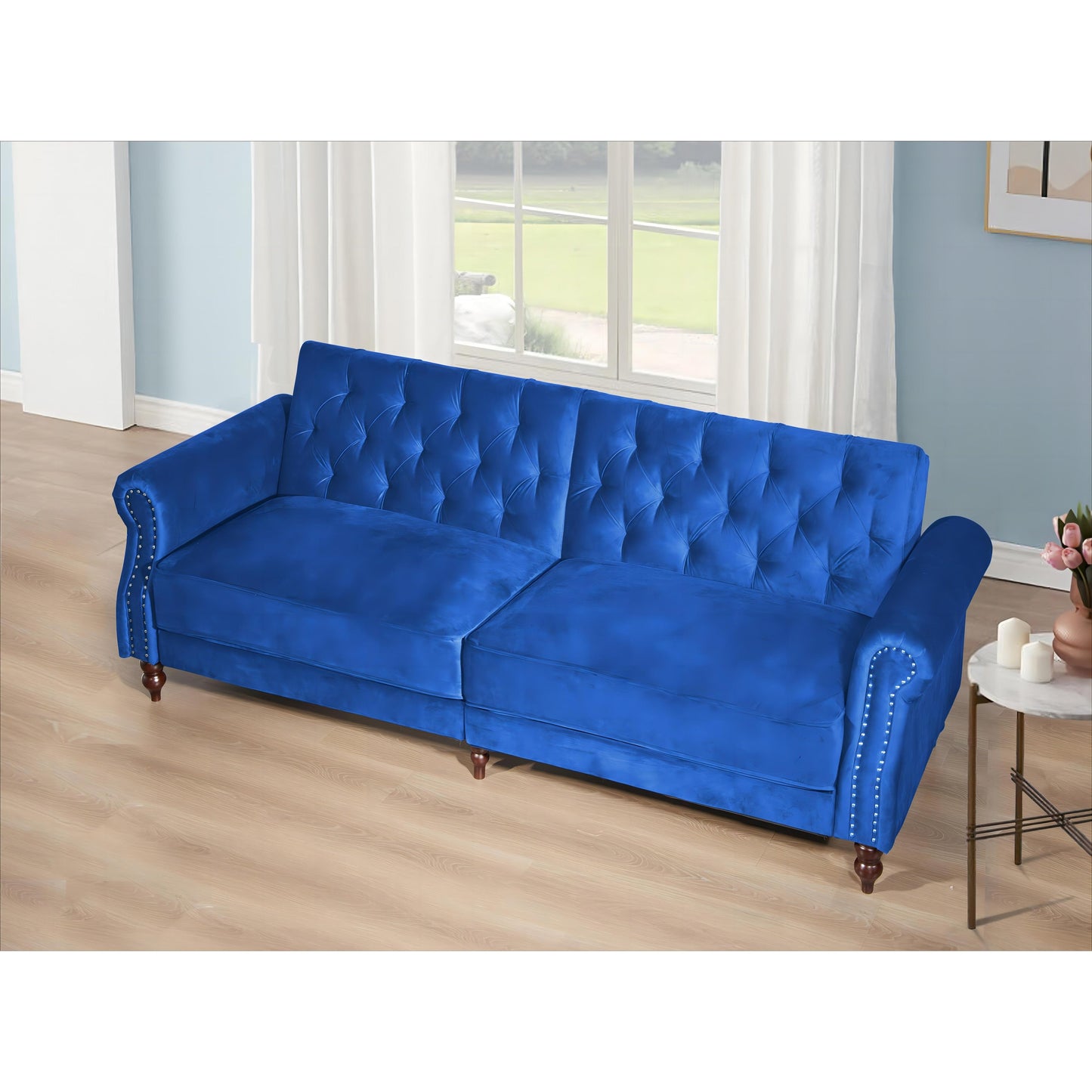 Canapé-lit convertible en velours de 87,8 po avec futon
