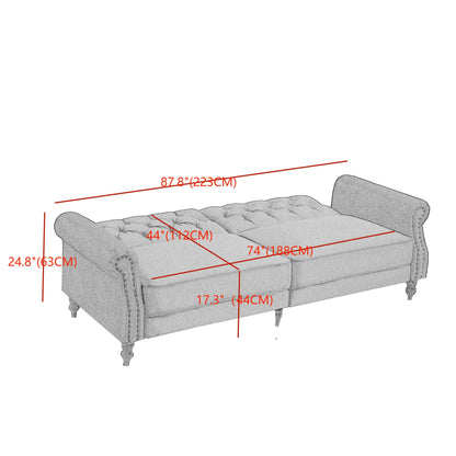 Canapé-lit convertible en velours de 87,8 po avec futon