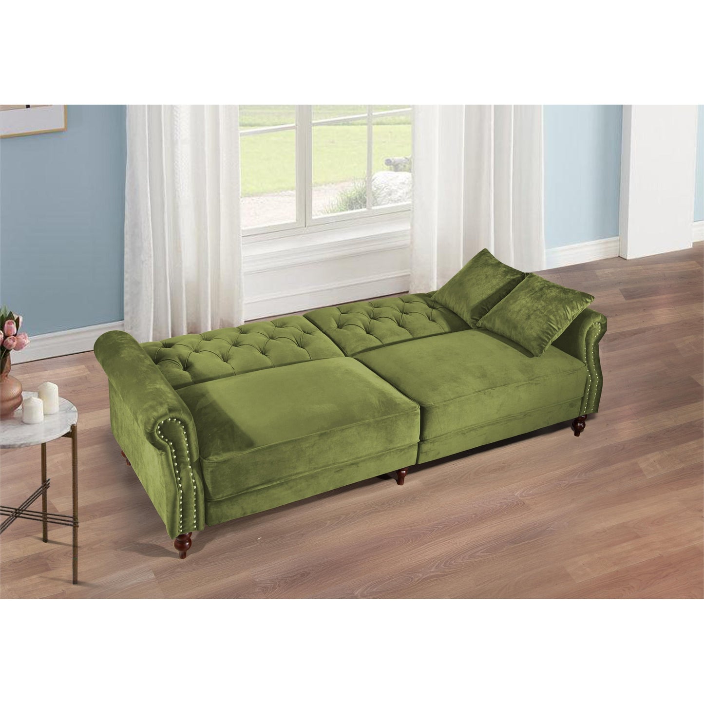 Canapé-lit convertible en velours de 87,8 po avec futon
