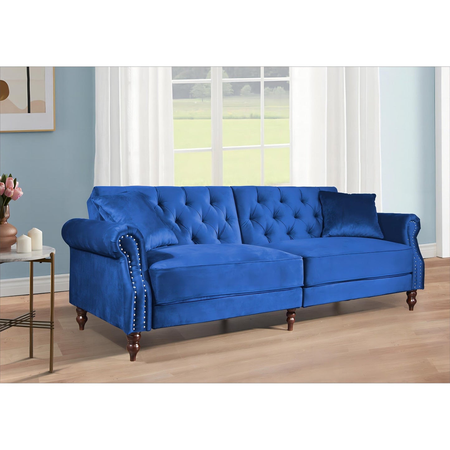 Canapé-lit convertible en velours de 87,8 po avec futon