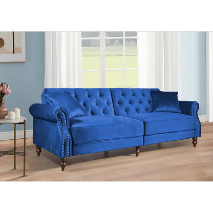 Canapé-lit convertible en velours de 87,8 po avec futon