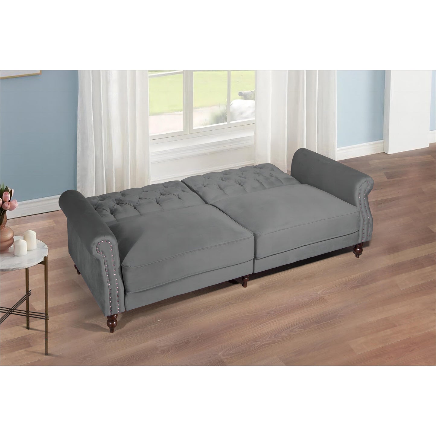 Canapé-lit convertible en velours de 87,8 po avec futon