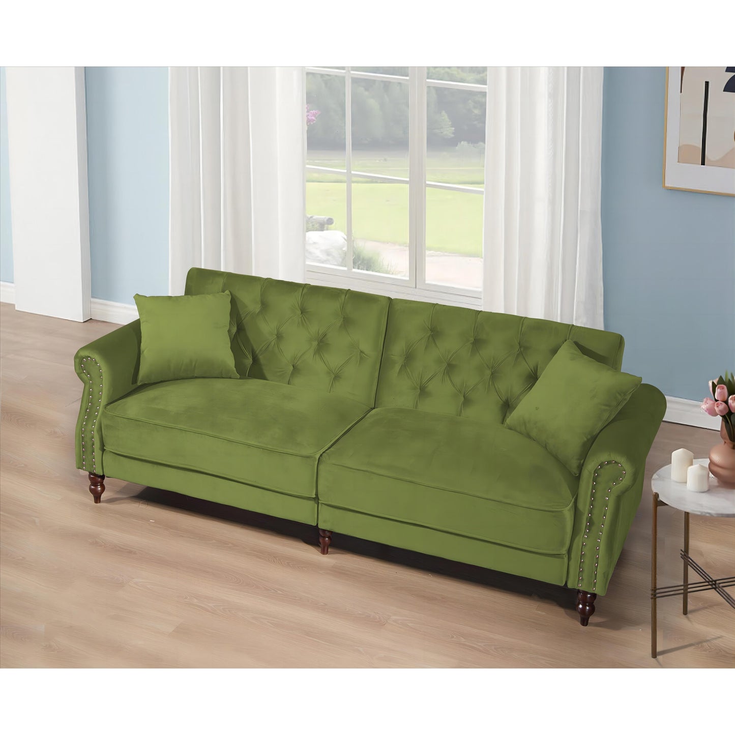 Canapé-lit convertible en velours de 87,8 po avec futon