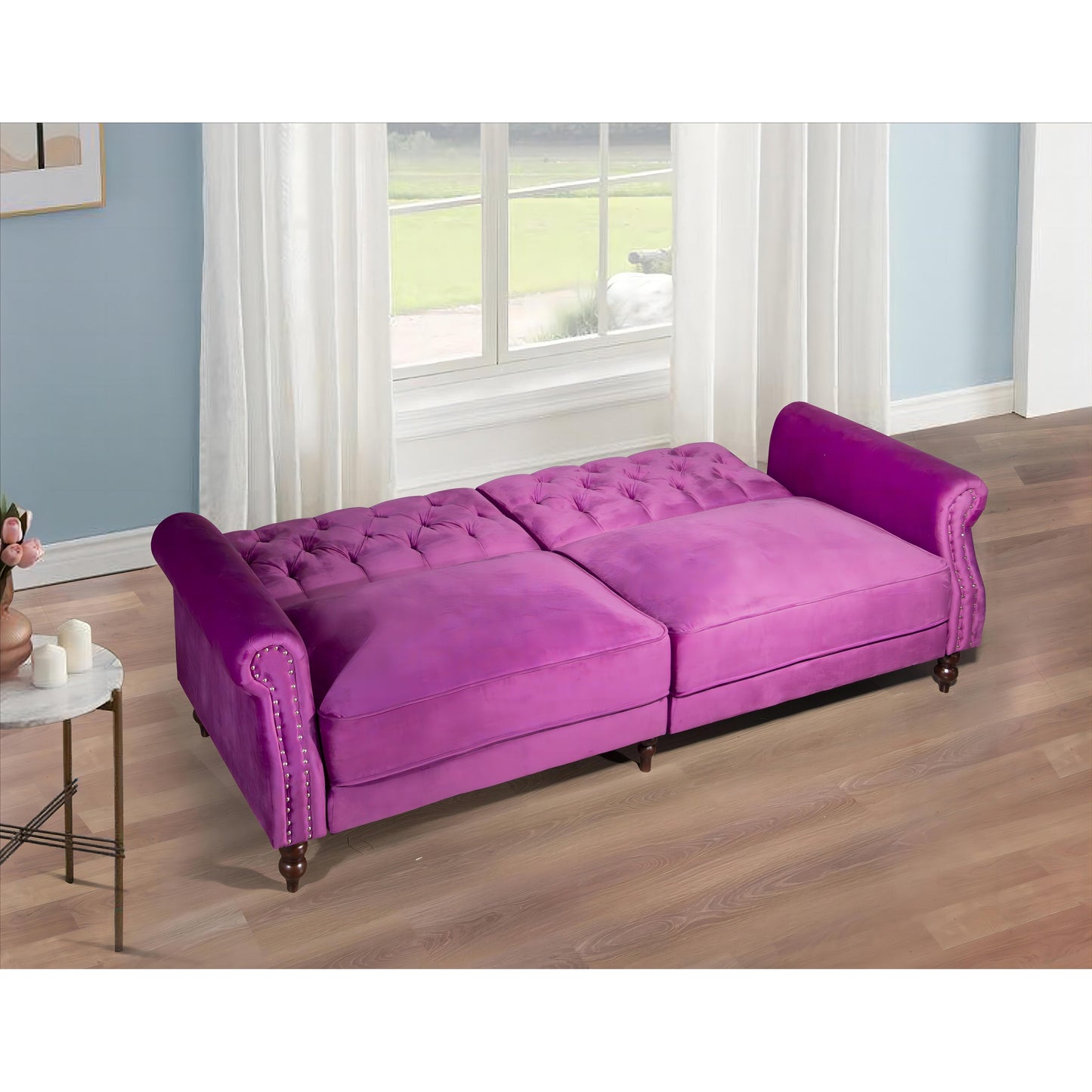 Canapé-lit convertible en velours de 87,8 po avec futon