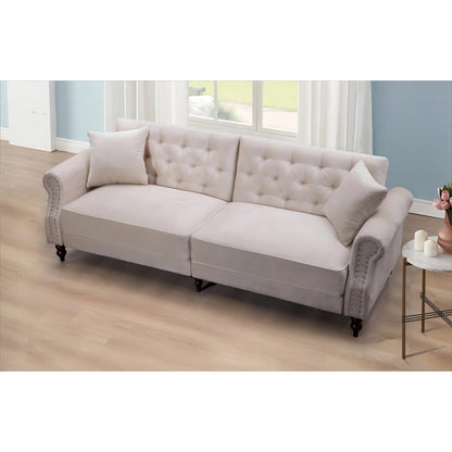 Canapé-lit convertible en velours de 87,8 po avec futon