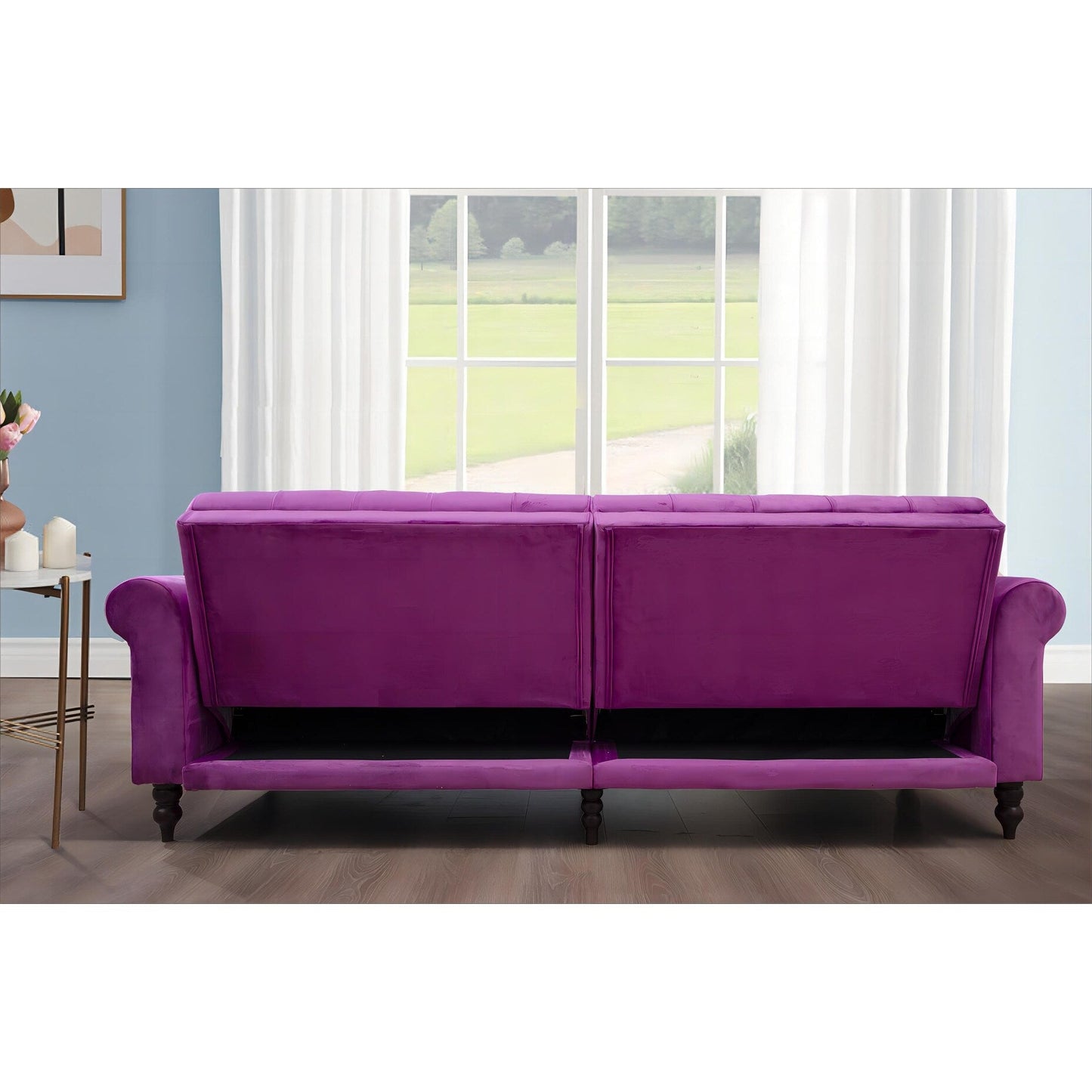 Canapé-lit convertible en velours de 87,8 po avec futon