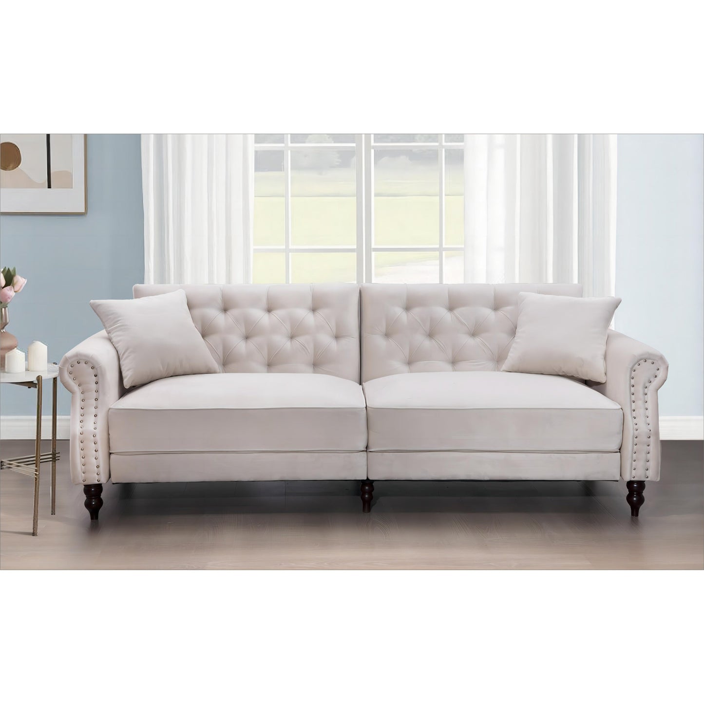 Canapé-lit convertible en velours de 87,8 po avec futon