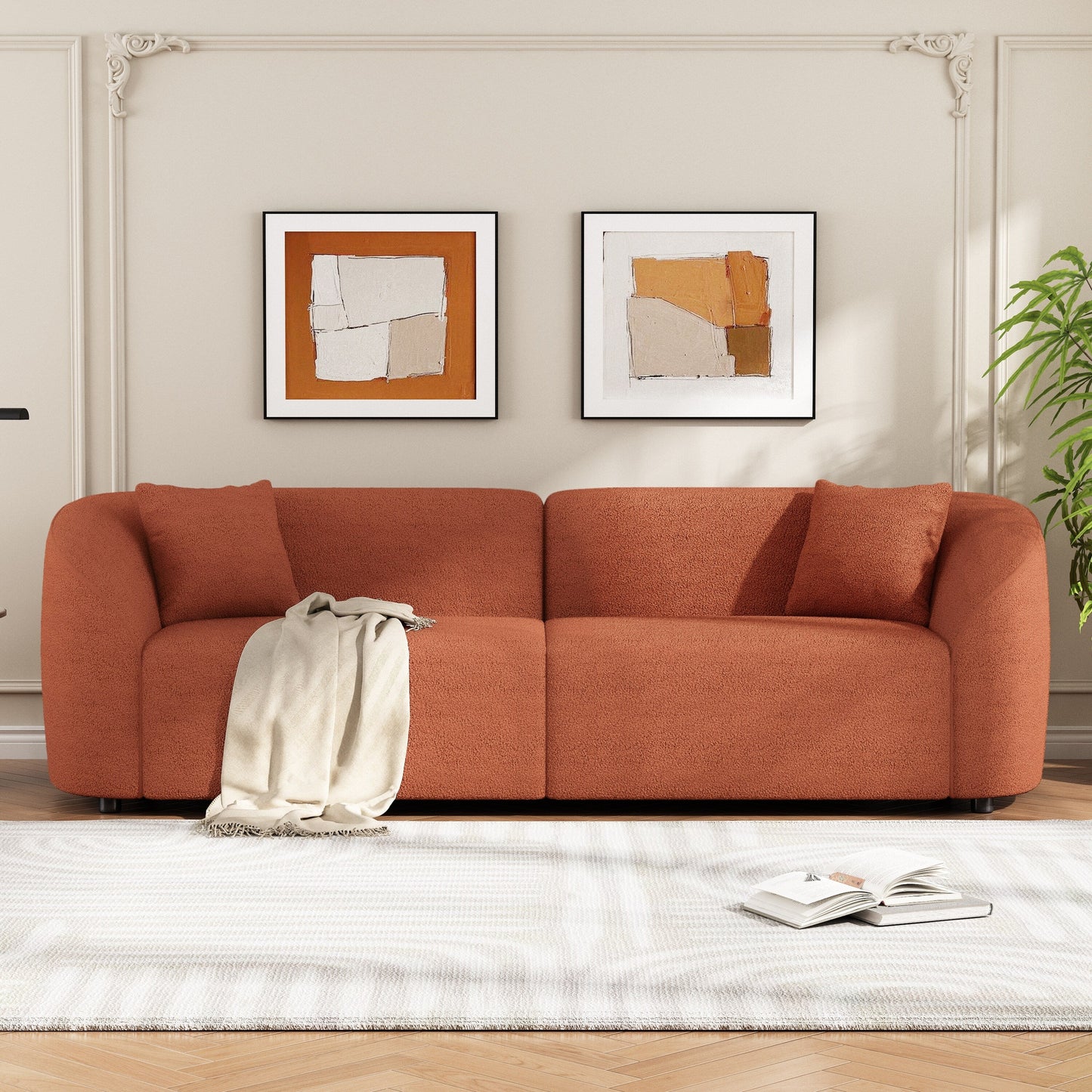 Canapé contemporain incurvé 87 : assise moelleuse, design épuré et cadre durable – idéal pour les espaces de vie élégants