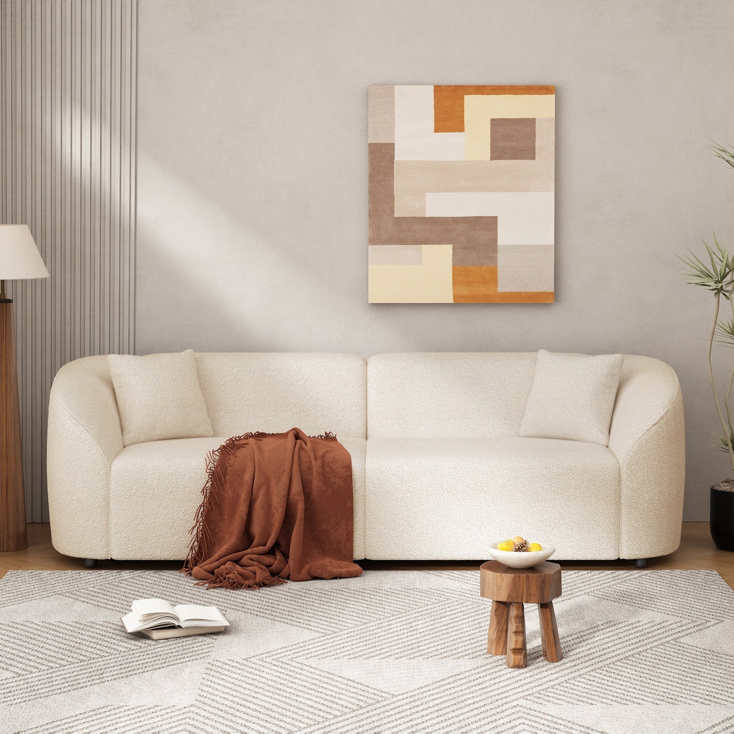 Canapé contemporain incurvé 87 : assise moelleuse, design épuré et cadre durable – idéal pour les espaces de vie élégants