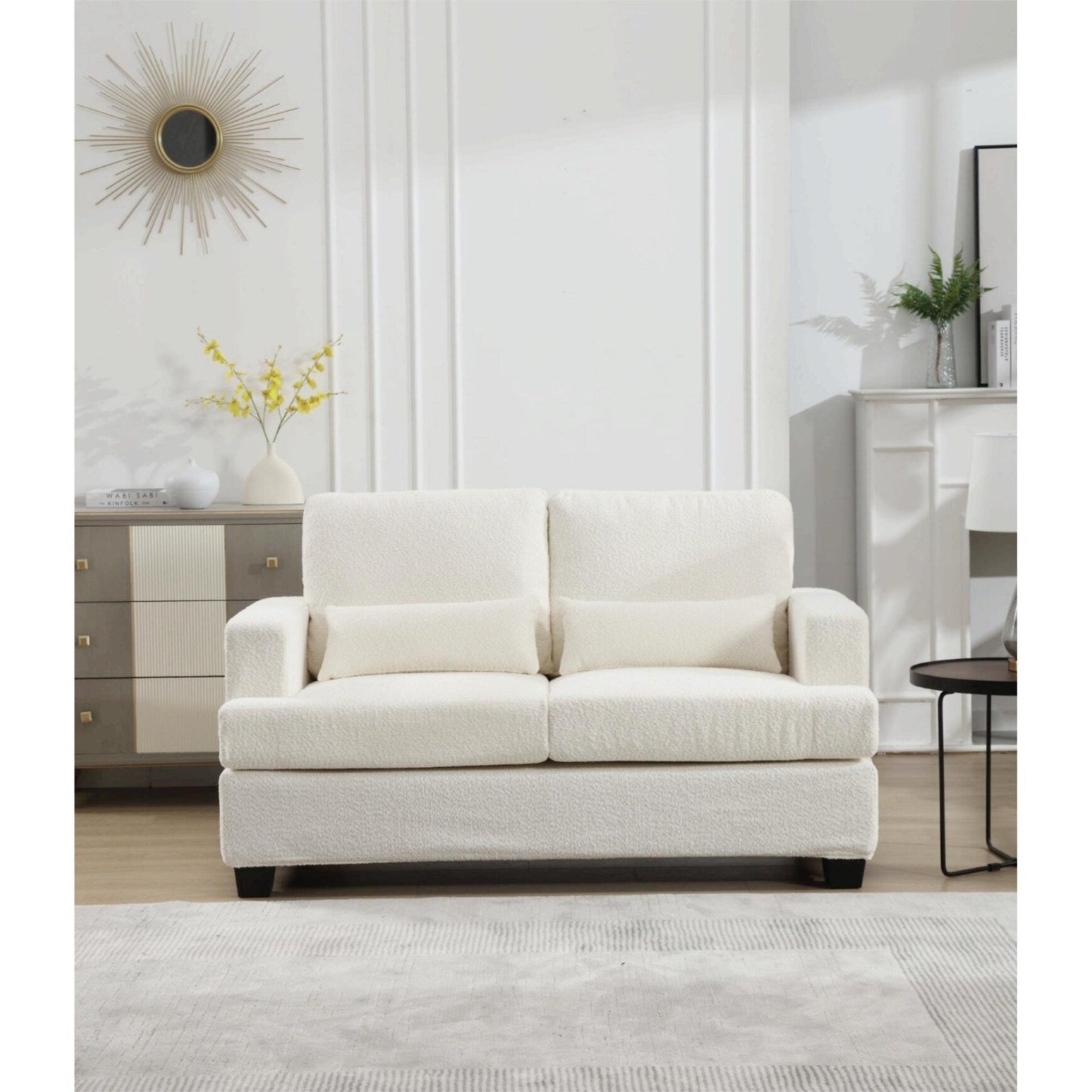 Canapé 3 places en tissu de 88,4 pouces : coussins de dossier amovibles, assise profonde et cadre robuste en bois dur et acier
