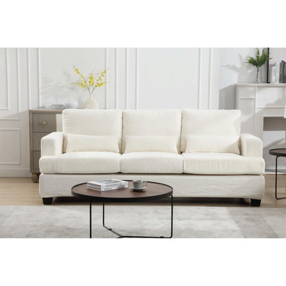 Canapé 3 places en tissu de 88,4 pouces : coussins de dossier amovibles, assise profonde et cadre robuste en bois dur et acier