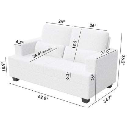 Canapé 3 places moderne en tissu de 88,4 po avec coussins de dossier amovibles et cadre en bois dur