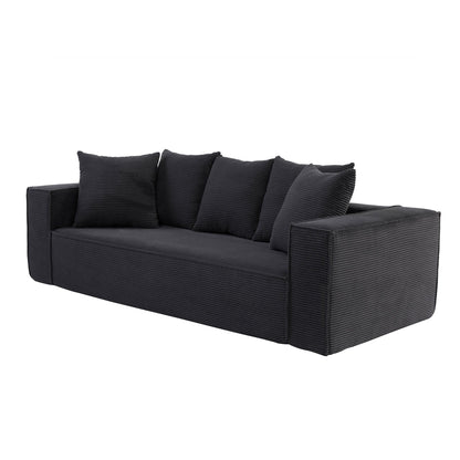 Canapé 3 places en velours côtelé de 88,97 pouces avec 5 coussins décoratifs, design modulaire élégant pour un salon moderne