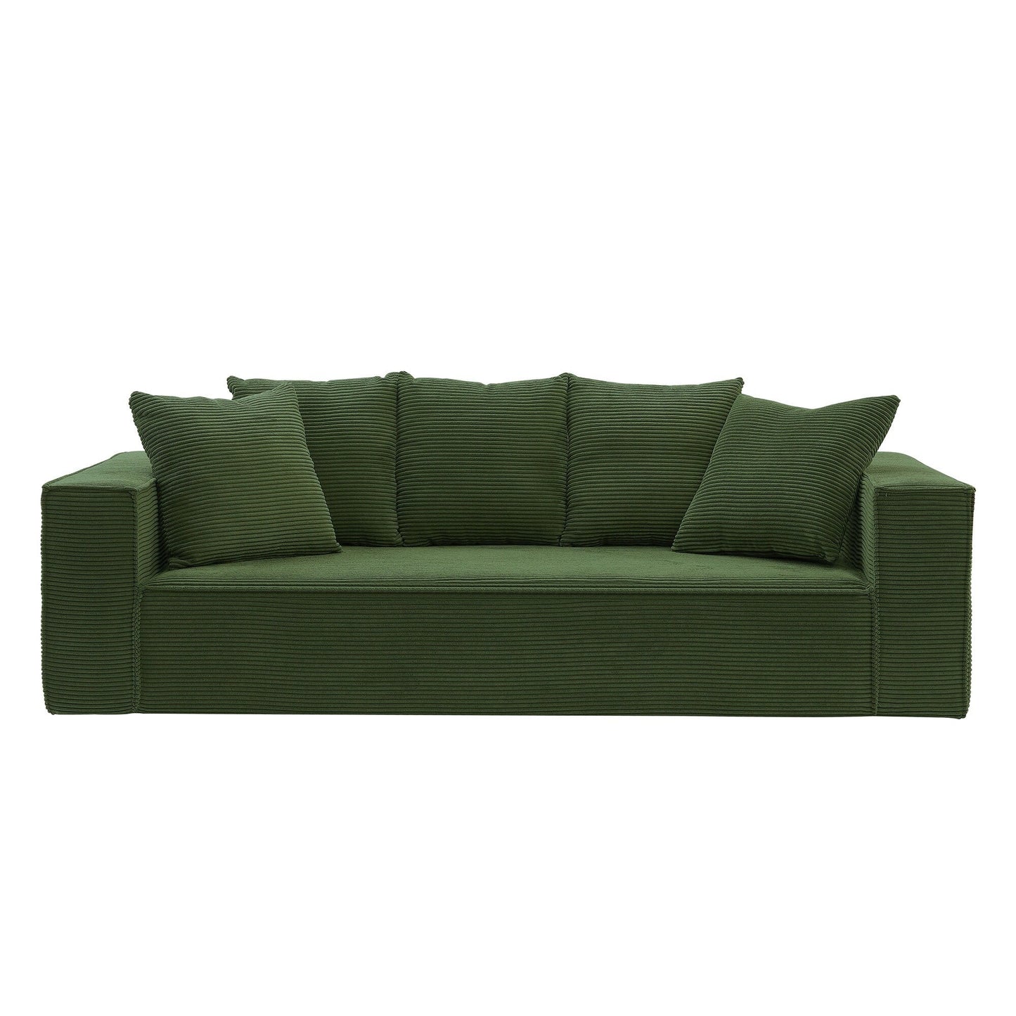 Canapé 3 places en velours côtelé de 88,97 pouces avec 5 coussins décoratifs, design modulaire élégant pour un salon moderne
