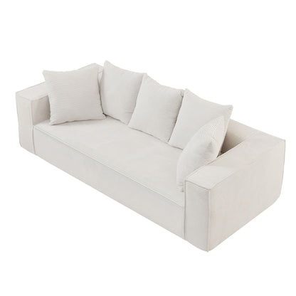 Canapé modulaire 3 places en velours côtelé de 88,97 po avec 5 coussins décoratifs et design spacieux