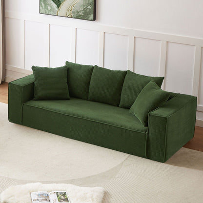 Canapé modulaire 3 places en velours côtelé de 88,97 po avec 5 coussins décoratifs et design spacieux